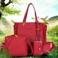 Red Tassel 4 Pieces Handbag Messenger bag Tote Bag Purse for Womens Ladies.