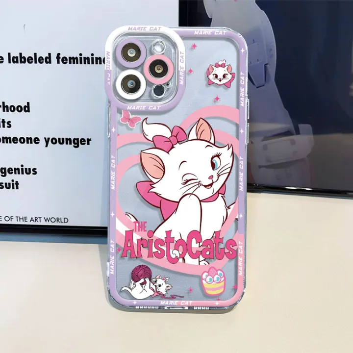 Phone%20Case%20for%20Apple%20iPhone%2014%2015%20Pro%2012%20Mini%20XR%20X%207%206s%208%20Plus%20SE%2013%20Pro%20Max%2011%20XS%20Transparent%20Soft%20Disney%20Marie%20Cat%20Pink%20Cover%20-%20Image%204