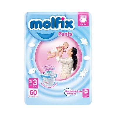 Molfix 3 Pants 6-11 kg Baby Diaper 58 Pcs Pack, Made in Turkey