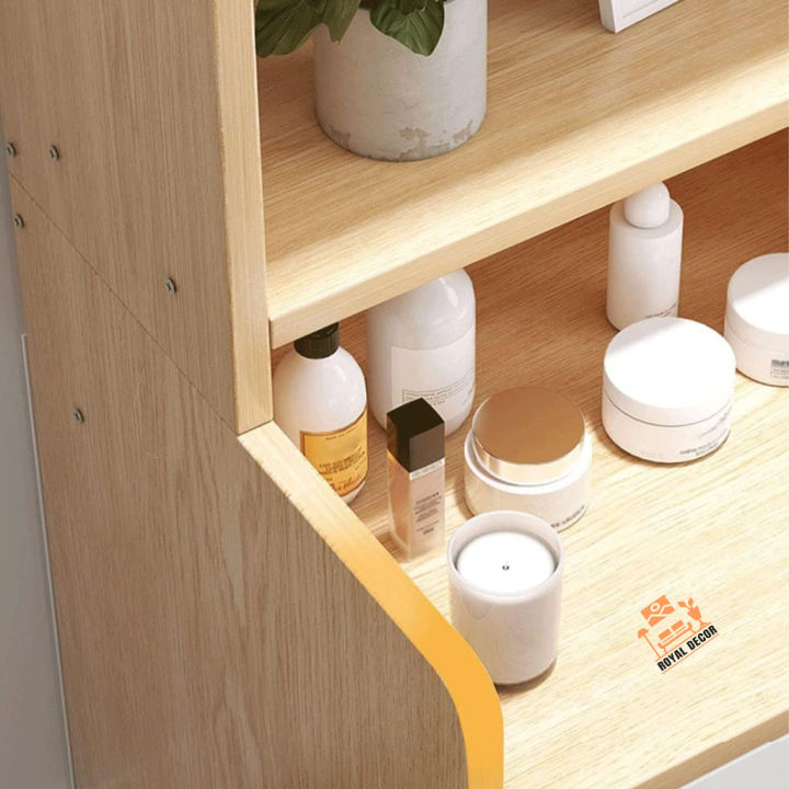 Royal%20Decor%20M15%20MDF%20Exclusive%20Bed%20Side%20Table%20or%20Nightstand%20for%20Bedroom,%20Simple%20Storage%20Cabinet%20With%20Drawers%20and%20Shelves,%20Beech-White%20Finish%20-%20Image%203