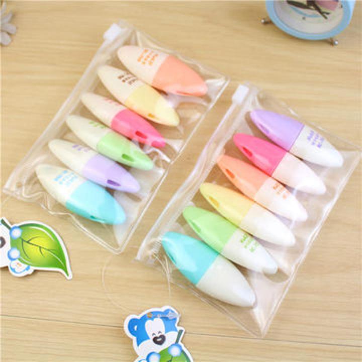 Cute Mini Tiny highlighter Pen Pack of 6 - fancy highlighter - good quality - 6 pcs