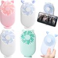 Homesteading Cute Handheld Pocket Fan Portable Korean Rechargeable USB Handy Mini Fan with Stand. 