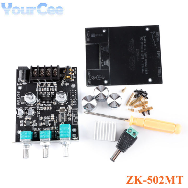 ZK 502MT 2*50W Subwoofer Amplifier Board Module ZK 502 2.0 Channel High Power Audio Stereo Amplifier Board AUX Bass Treble AMP