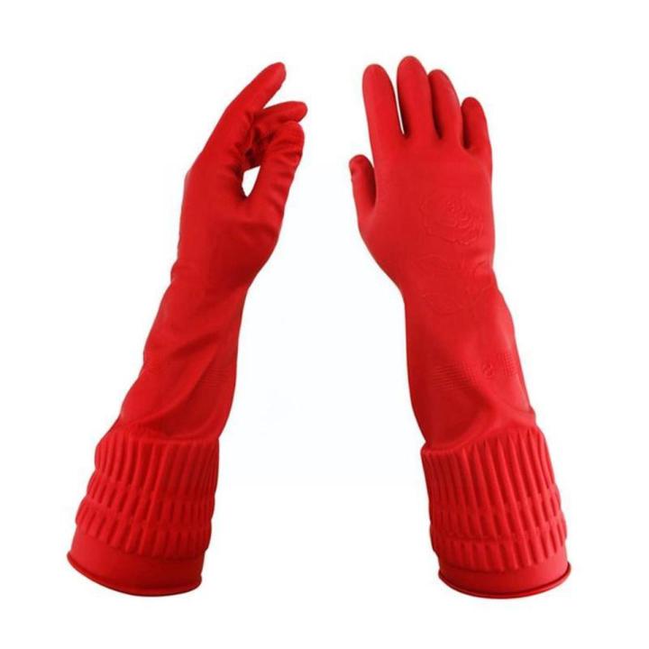 Long Sleeve Latex Dishwashing Gloves For Women Home Kitchen Winter Wash Dishes House Cleaning Protect Hands Red Washing Glo N8i1