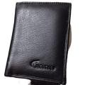 GS Black Stylish Genuine Leather Wallet For Men - Two Part - Money Bag. 
