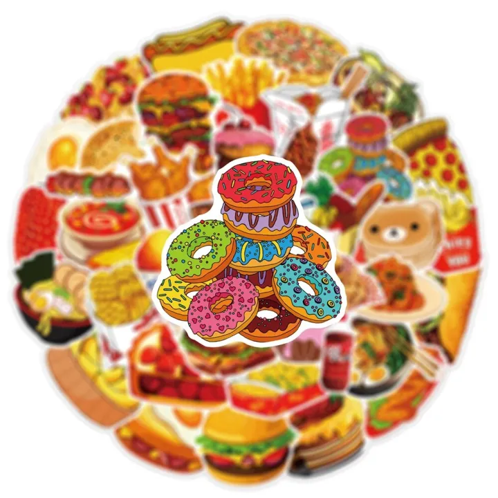10/30/50pcs%20Delicious%20Food%20Drink%20Stickers%20Cute%20Cartoon%20Graffiti%20Decals%20DIY%20Phone%20Motorcycle%20Stationery%20Fridge%20Car%20Wall%20Sticker%20-%20Image%204