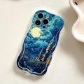 Jizetin for Samsung S23 FE Back Cover Night Sky Cream Wavy Edge Soft Silicone Phone Case.