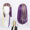 Anime Tokyo Revengers - Wakasa Imaushi Cosplay Wig Senju Waka Golden Purple Hair Heat Resistant Synthetic Wig Halloween Props. 