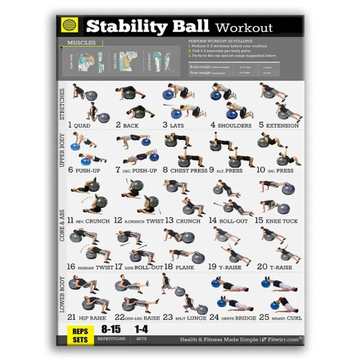 GROUP%20Exercise%20Ball%20Poster%20Laminated%20-Yoga%20Worksouts-%20Personal%20Fitness%20Planners%20Program%20-%20Swiss,%20Yoga,%20Balance%20&%20Stability%20Ball%20Home%20Gym%20Poster%20-%20Tone%20Your%20Core,%20Abs,%20Legs%20Gluts%20&%20Upper%20Body%EF%BC%88Yoga%20Worksouts%EF%BC%89%20-%20Image%202