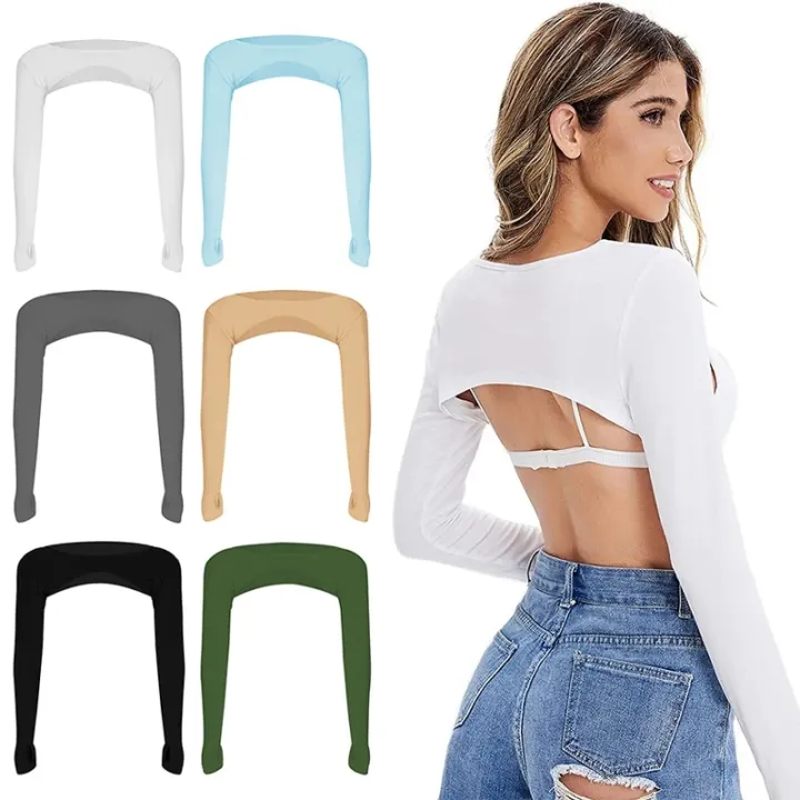 One%20Piece%20Long%20Sleeved%20Ladies%20Top%20Cropped%20Cape%20Arm%20Cover%20Sunscreen%20Long%20Sleeve%20Cardigan%20Women%20Plain%20Shrug%20Sport%20Arm%20Sleeve%20-%20Image%202