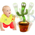 Dancing Cactus Talking Toy, Cactus Plush Toy, Wriggle & Singing Recording Repeat What You Say, USB Chargeable, Educational Toys for Kids, Baby, & Children. 