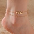 Lucktune Infinity Symbol Pendant Anklets for Women Stainless Steel Boho Double Chain Foot Chain Summer Beach Jewelry Party Gift. 