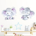 Cute baby elephant self adhesive wall sticker cartoon purple living room kids room home décor sticker BR0212H. 