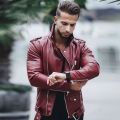 Autumn Winter European and American Fashion PU Coat Men's Jacket Brand Clothing Large Size Zipper Motorcycle Leather Jacket. 