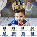 1 2 3 Years Old Birthday Hat Baby Shower Decorative Headband Children's Party Crown Hat Blue Gold Birthday Crown Party Hats. 