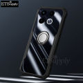Phone case itel RS4 Hard Clear Transparent Shockproof Armor Car Adsorb Holder Ring Back cover itel RS4 case.