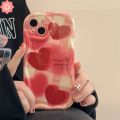 Pink Gradient Love Heart Case for Oppo A3s A7 A72 A5s A92 A57 A1K A17 A96 A17K A76 A12 A11K A15 A11 A35 A53 A33 A32 A74 A9 A5 A95 A15s A54 A77 A16 A16s A31 A52 A55 A36 A12E A77S Simple Glossy Plaid Back Cover 3D Wavy Curved Edge.