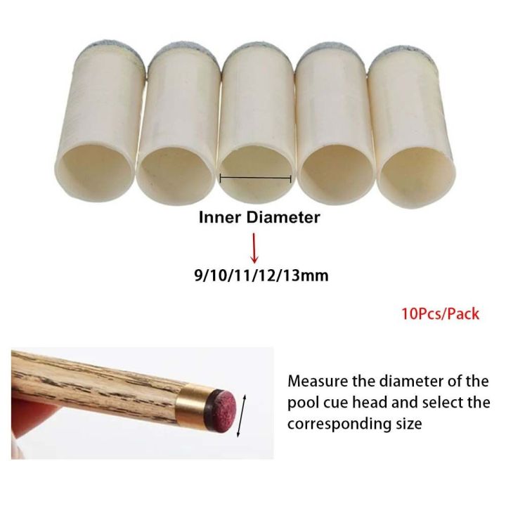 10Pcs/pack%20New%20Slip-on%20Billiards%20Cue%20Tips%209/10/11/12/13mm%20Replacement%20Cover%20Tip%20Protector%20Plastic%20Snooker%20Accessories%20Pool%20Cue%20Stick%20Snooker%20-%20Image%202