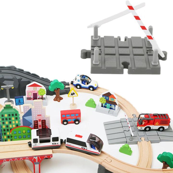 【The road to happiness Store】Wooden Train Track Accessories Wood Track Barrier Educational Wooden Railway Toys For Kids day gifts