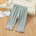 GC Toddlers Leggings Kids Girls Cropped Pants Solid Color Elastic Waist Belt Summer Outerwear Bottoms Pants. 