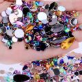 Mixed 300pcs Crystal Clear AB Rhinestones DIY Non Hotfix Flatback Acrylic Nail Stones Gems For 3D Decorations. 