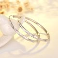Fine 925 Sterling Silver Luxury 5CM Big Circle Hoop Earrings for Women Charms Original Designer Party Wedding Jewelry Gifts. 