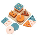 TYRY.HU Silicone Geometric Imposition Building Block Baby Wooden Toys Soft Block Educational Montessori Toys Stacking Block. 