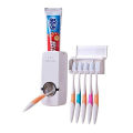 Automatic Toothpaste Dispenser & "Touch Me" Brush Holder Set - White - Brush Holder - brush holder. 