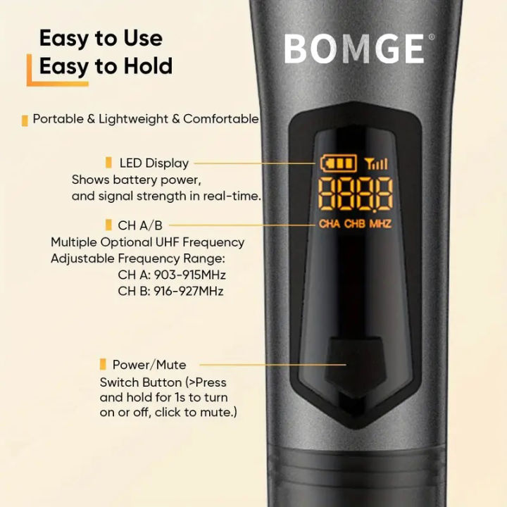 Wireless%20Handheld%20Microphone,Metal%20Dual%20UHF%20Cordless%20Dynamic%20Mic%20System%20With%201800MAh%20Rechargeable%20Receiver%20For%20Karaoke,Party,%20Wedding%20-%20Image%207