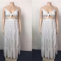 5XL Plus Size Two Piece Set Women Summer Clothing Wholesale y Sweet Bra and Maxi Skirt Dots Print Matching Suit Dropsping.