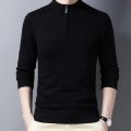 Premium Quality Solid Black Color High Neck Cotton Full Sleeve Sweater for Men.