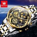 Olevs 9947 luxury fashion stainless steel imported waterproof chronograph active wrist-watch for men.