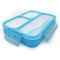 3 Grid Leak Proof Lunch Box, Microwave Safe, Insulated, 1000ml, Dishwasher Safe, PP and Silicon, Clear Top, with Spoon.