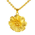 Fashion Women gold plated hollow out flower pendant chain necklace jewelry gift.