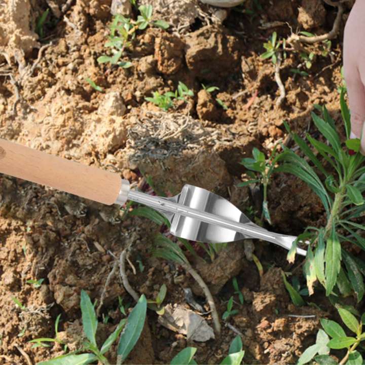 Wood%20Handle%20Stainless%20Steel%20Garden%20Weeder%20Removal%20Cutter%20Tools%20-%20Image%202