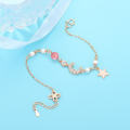 Pretty Stainless Steel Bracelet for Women Sweet Moon Star Zirconia Best Friend Bangle.
