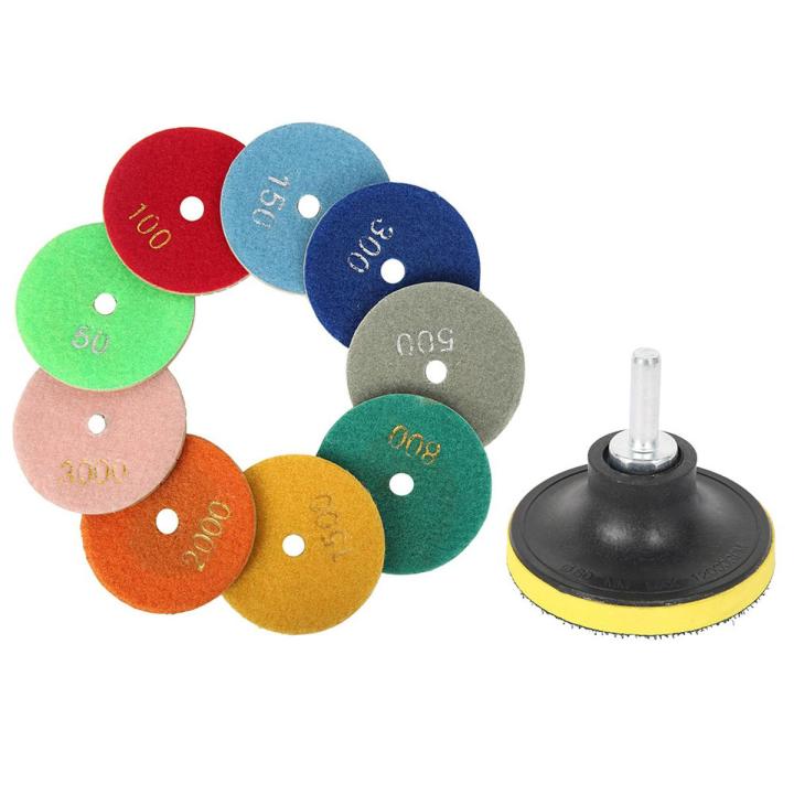 Durable 11Pcs 3 Inch 80mm Diamond Polishing Pads Kit Wet/Dry for Granite Stone Concrete Marble Polishing Use Grinding Discs Set