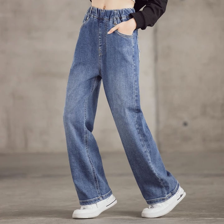 Girls%20denim%20wide-leg%20pants%202023%20Internet%20celebrity%20loose%20foreign%20style%20straight%20pants%20torn%20trousers%20wear%20medium%20and%20big%20children's%20pants%20trend%20-%20Image%202