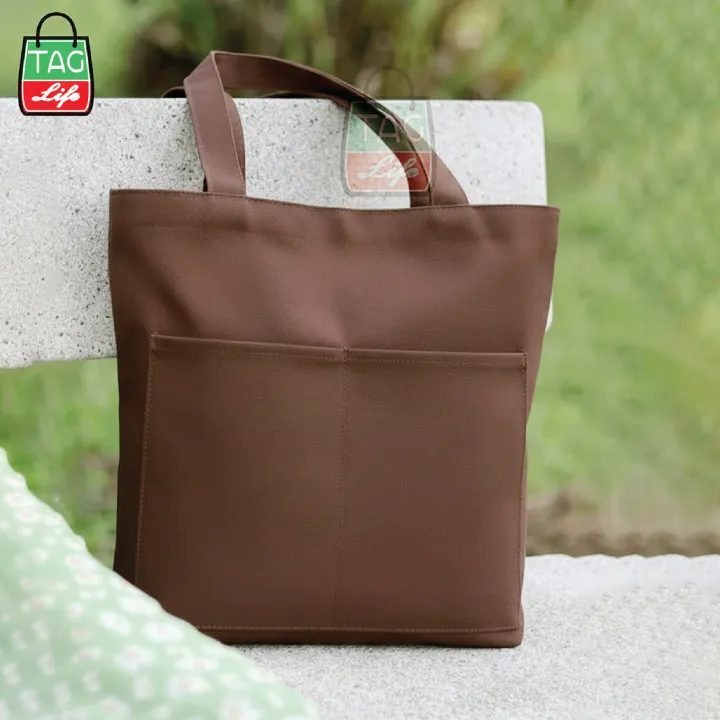 Canvas%20Tote%20Bag%20with%20Zipper%20and%20Outside%20Big%20Pockets%20Dark%20Brown%20Color%20%20for%20Trendy%20fashionable%20Girls/Stylish%20Canvas%20Tote%20Bag%20for%20Women%20-%20Image%209
