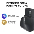 Logitech MX Master 3S with Free Adobe Subscription - Wireless Performance Mouse with Ultra-Fast Scrolling, Ergo, 8K DPI, Track on Glass, Quiet Clicks, USB-C, Bluetooth -Graphite.