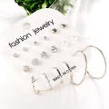 Trendy 12 Pairs = 24 Pcs Crystal Stud Earrings for Women New Collection - Square Ball Heart Small Earrings for Girls Simple Stylish - Earring for Women - Kaner Dul. 
