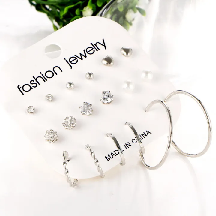 Trendy%2012%20Pairs%20=%2024%20Pcs%20Crystal%20Stud%20Earrings%20for%20Women%20New%20Collection%20-%20Square%20Ball%20Heart%20Small%20Earrings%20for%20Girls%20Simple%20Stylish%20-%20Earring%20for%20Women%20-%20Kaner%20Dul%20-%20Image%205