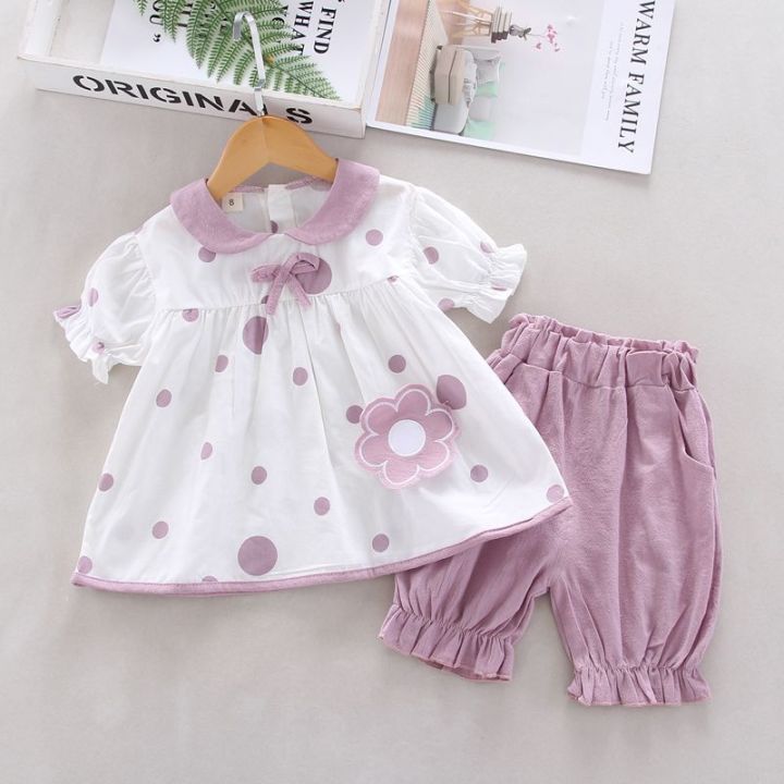 Baby Girl Summer Western Suit 2024 New Baby and Children's Clothes Girls Short Sleeve Clothes Small Children's Summer Clothes 1-4 years old