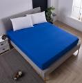 Factory Direct Sales New Solid color Fitted Sheet with Elastic Band Bed Sheet Mattress Cover bedsheet White Blue FKK-1B.
