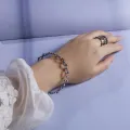Ring Bracelet Allergy Free Vivid Color Shiny Surface Sparkling Easy-wearing Fade-Resistant Copper 2 in 1 Retractable Ring Bracelet Women Jewelry Birthday Gift. 