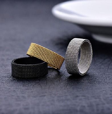 MESH RING FOR MEN BOY STAINLESS STEEL BLACK RINGS JEWELRY
