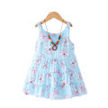 GC Girls Beach Dress Summer Sleeveless Bohemian Floral Printing Princess Dress For 1-7 Years Old Children. 