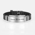 Emo-Rap Juice Wrld Bracelets Bangles Hiphop Rapper Stainless Steel Silicone Bracelet Wristband Fans Memorial Gifts. 