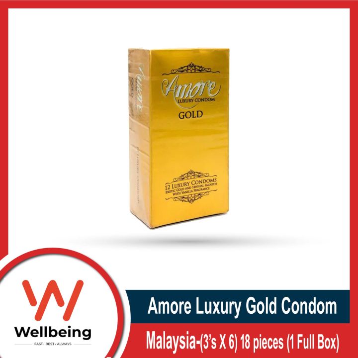 Amore Luxury Gold Condom For Men (3’s X 6) 18 pieces (1 Full Box ...