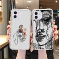 For iPhone 15 Pro Max Case For iPhone 11 13 14 Pro Max 13 12 Mini 7 8 Plus XR XS X SE Abstract Line Face Aesthetic Phone Cover. 